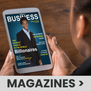 tablet showing digital magazine with text "magazines"