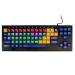 High contrast keyboard with large letters and color coded keys