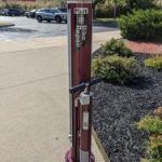Bike repair station in front of the library