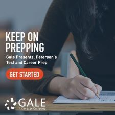 person writing at a desk with text "keep on prepping: Peterson's Test and Career Prep"