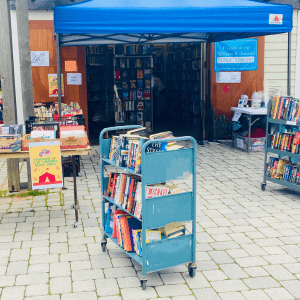 Book Nook with a book cart out front