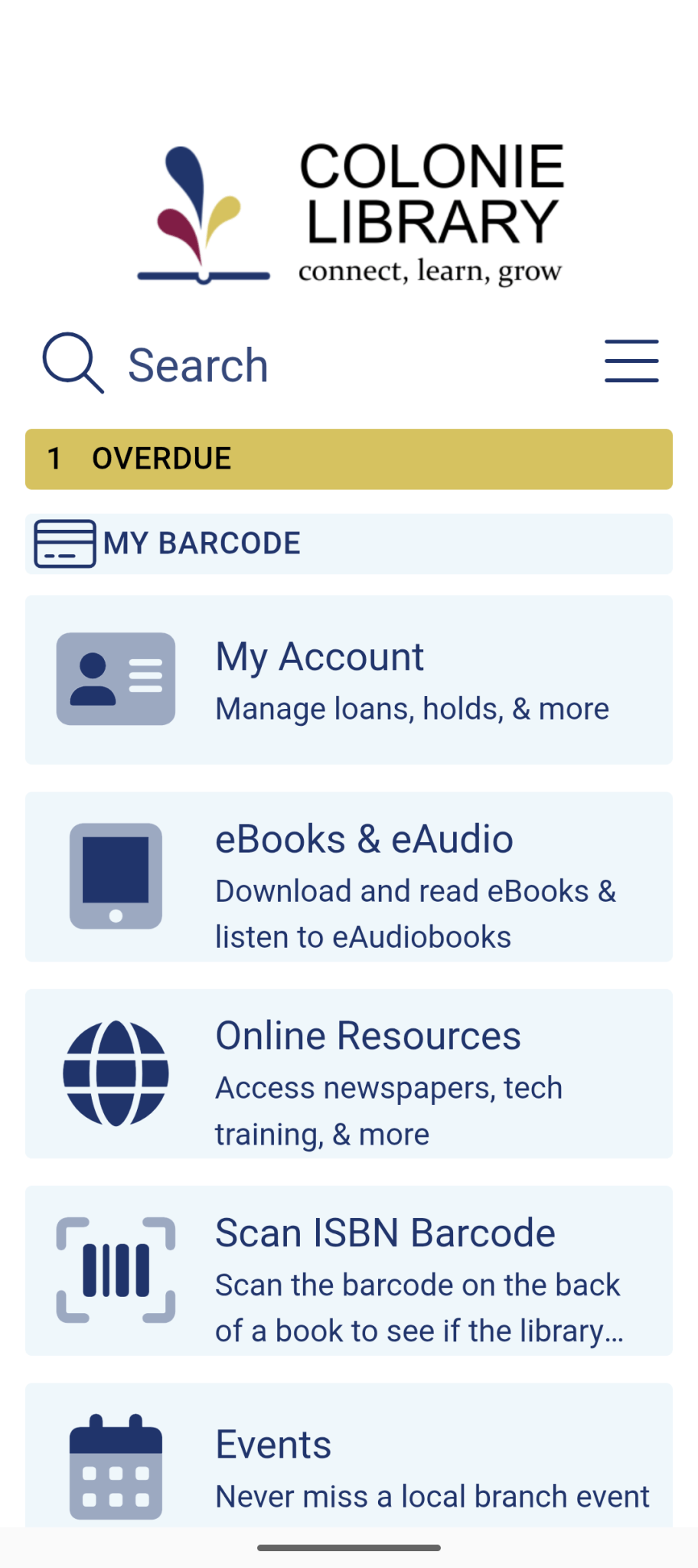 UHLS Libraries App - Colonie Library